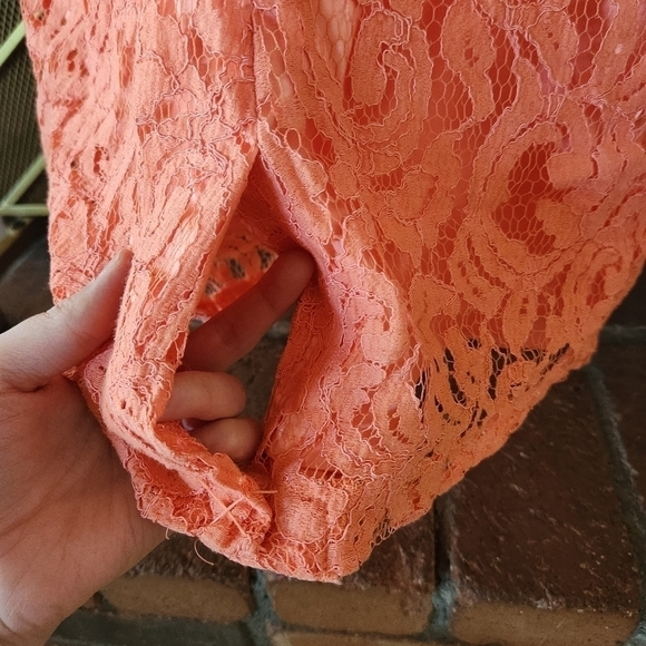 DOWNEAST Blue and Peach Lace Midi Dress. Size Medium - Picture 13 of 16